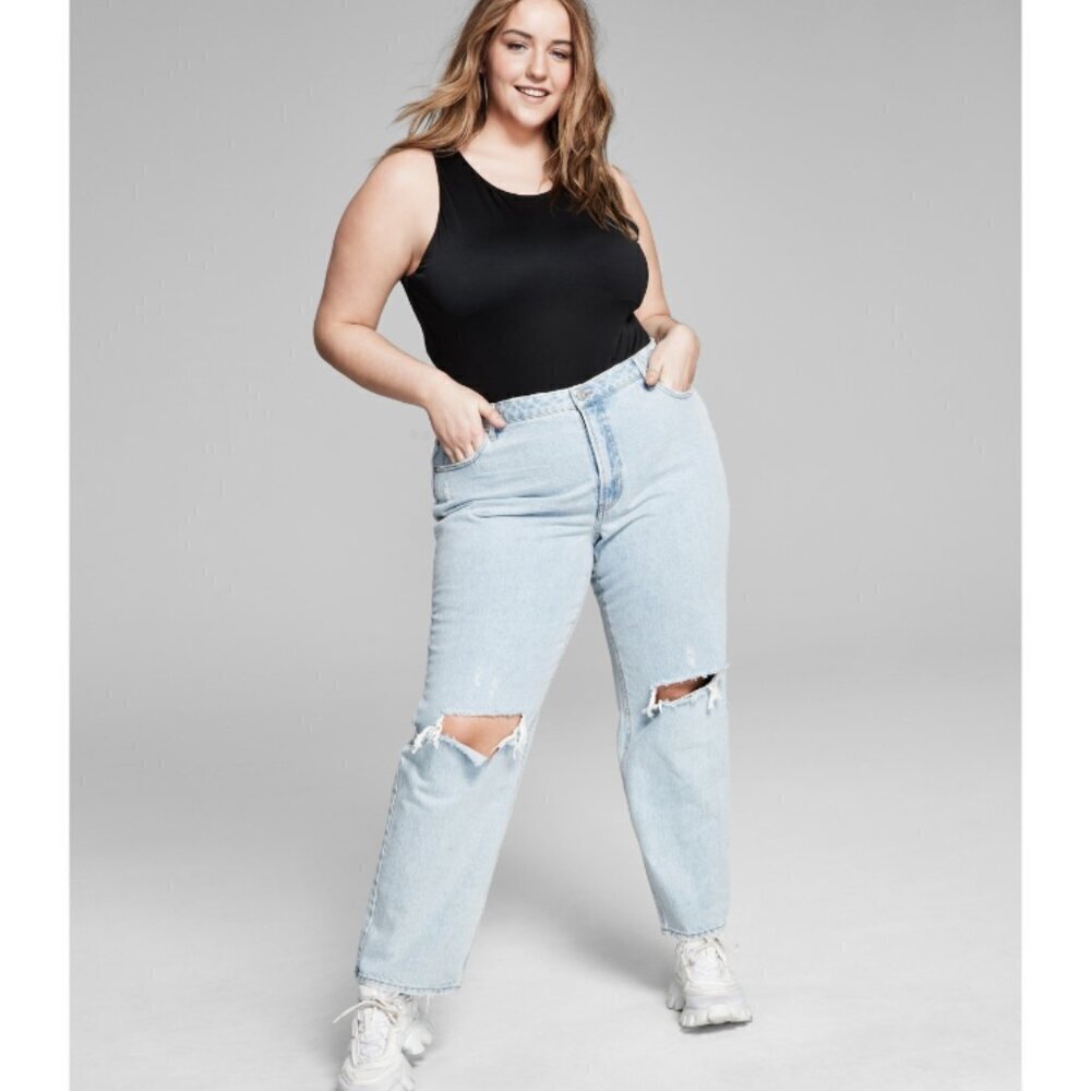 And Now This Plus Size Black Sleeveless High Neck Bodysuit NWT